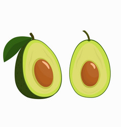 Two Halves Cut Avocado On A White Background