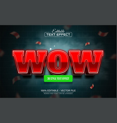 Wow Red 3d Glowing Text Effect Editable