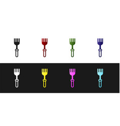 Set Fork Icon Isolated On Black And White