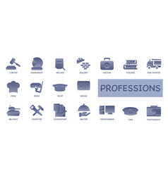 Set Of Profession And Career Icons In Flat Style