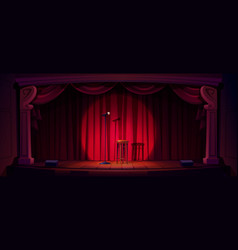 Comedy Show Stage With Microphone And Stool