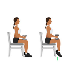 Woman Doing Seated Dumbbell Or Chair Calf Raises