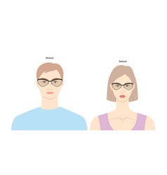 Almond Frame Glasses On Women And Men Flat