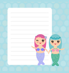 Card Design With Kawaii Mermaid With Blue