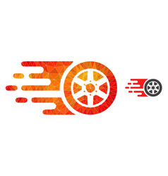 Lowpoly Bolide Car Wheel Icon With Fire