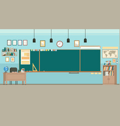 school classroom with chalkboard study class with vector image