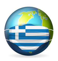 World Globe With Medical Mask Greece Flag