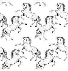 Black Rearing Horse Seamless Pattern