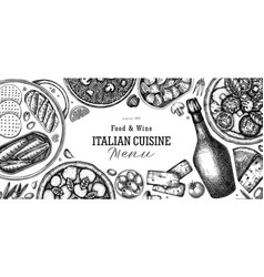 Italian Food And Drinks Background Hand Drawn