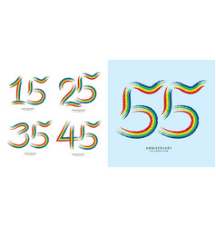 Set Of 15 To 55 Years Anniversary Logotype Design