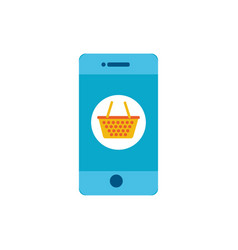 Smartphone With Shoping Basket Ecommerce Icon