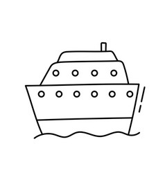 Doodle Yacht Cruise Ship Isolated On White