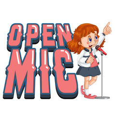 Open Mic Logo Design With Singer Girl Cartoon