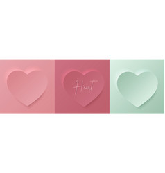 Set Of Pastel Pink And Mint Green Soft 3d Heart