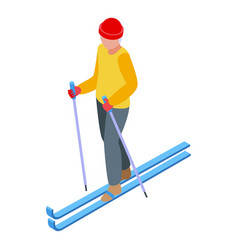 Ski Retirement Travel Icon Isometric Old