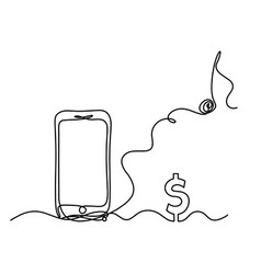 Abstract Mobile And Dollar As Line Drawing On