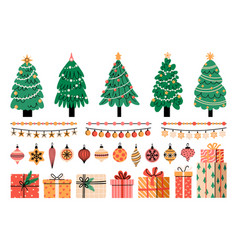 Christmas Tree Decoration Kit Cartoon Flat Xmas