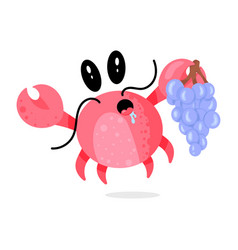 Crab Holding Grapes Flat