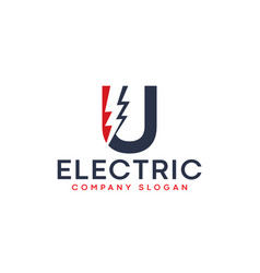 Letter U Lightning Electric Logo With Lighting