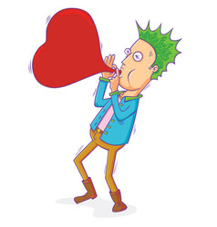 Punk Man Blowing Love Balloon