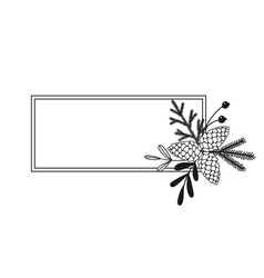 Christmas Square Floral Frame On White Background