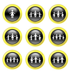 Glassy Black And Gold Family Buttons