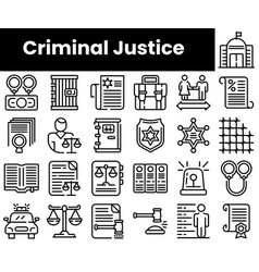 Set Of Outline Criminal Justice Icons