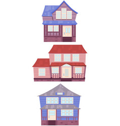 Set Of Wooden Houses Of The American Suburbs