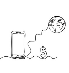 Abstract Mobile And Dollar As Line Drawing On