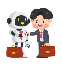 Business Man Shaking Hand With A Robot