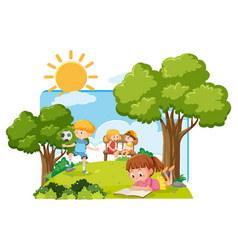 Children At Outdoor Scene Isolated