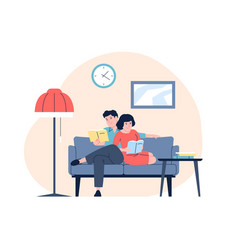 Couple Resting On Comfy Sofa Weekend Relax