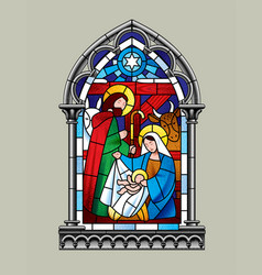 Stained Glass Window Christmas Scene