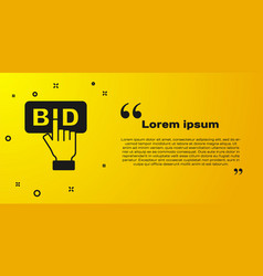 Black Bid Icon Isolated On Yellow Background