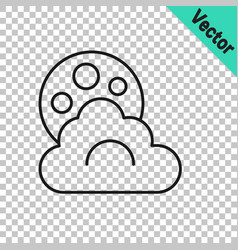 Black Line Cloud With Moon Icon Isolated