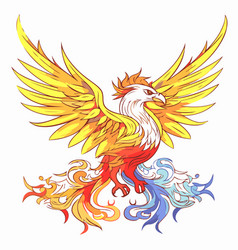 Eagle With Wings And Fire On A White Background