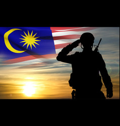 Silhouette Of A Soldier With Flag Of Malaysia