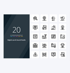 20 Digital Law And Sound Studio Outline Icon