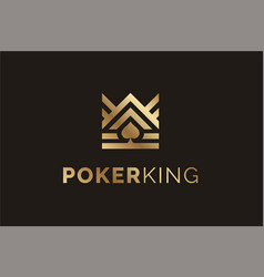 Golden King Crown Ace Spade Game Card Poker Logo