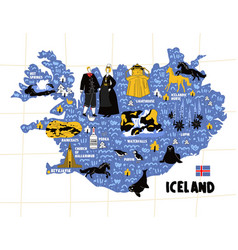 Iceland Map Hand Drawn Flag