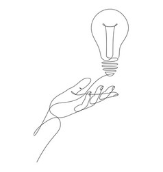 Continuous One Line Drawing Of Hand With Light