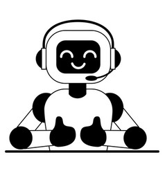 Cute Robot In Headphones Showing Thumbs Up