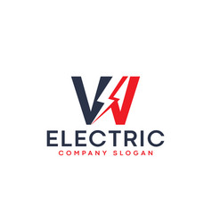 Letter W Lightning Electric Logo With Lighting