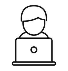 Remote Laptop Worker Icon Outline Work Time