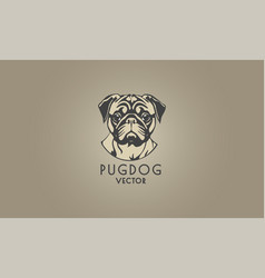 Funny Cute Portrait Of A Brown Pug Dog Logo