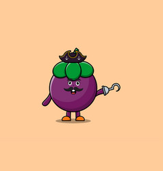 Cute Cartoon Pirate Mangosteen With Hook Hand