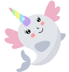 Happy Unicorn Whale With Wings