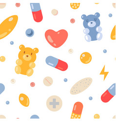 Seamless Pattern With Cute Medical Pills