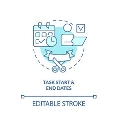 Task Start And End Dates Turquoise Concept Icon