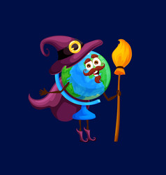 Cartoon School Globe Witch Wizard Mage Character